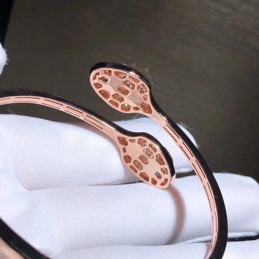 [OrnoraJewelry]SERPENTI BRACELET PINK GOLD MALACHITE DIAMOND DOUBLE SNAKE