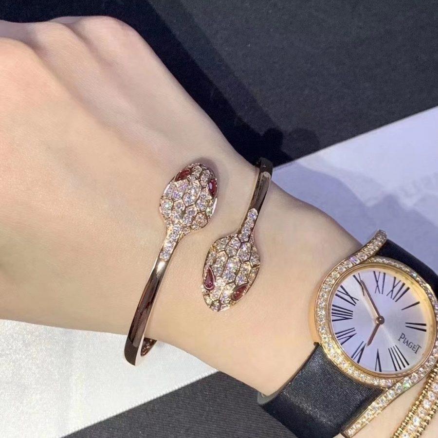 [OrnoraJewelry]SERPENTI BRACELET PINK GOLD DIAMOND DOUBLE SNAKE
