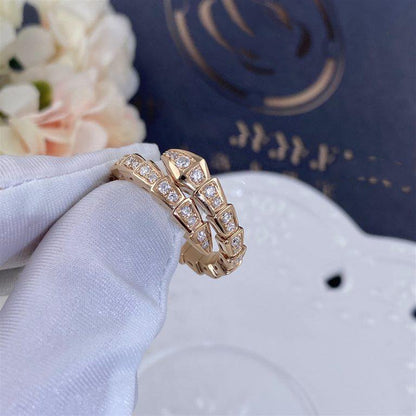 [OrnoraJewelry]SERPENTI RING PINK GOLD DIAMOND PAVED 4MM