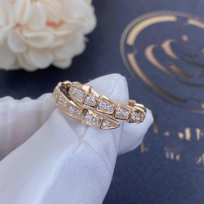 [OrnoraJewelry]SERPENTI RING PINK GOLD DIAMOND PAVED 4MM