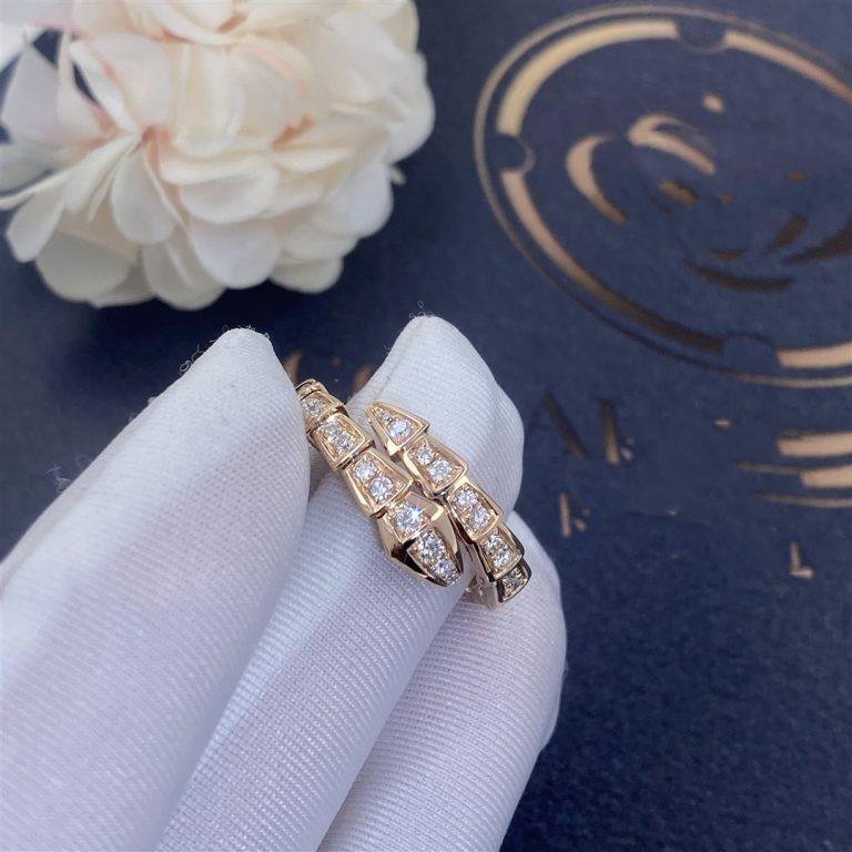 [OrnoraJewelry]SERPENTI RING PINK GOLD DIAMOND PAVED 4MM