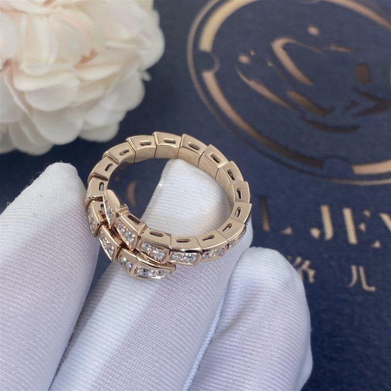 [OrnoraJewelry]SERPENTI RING PINK GOLD DIAMOND PAVED 4MM