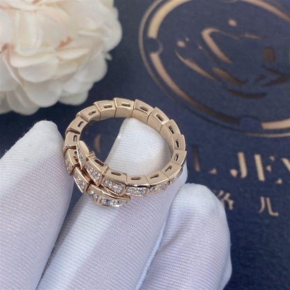 [OrnoraJewelry]SERPENTI RING PINK GOLD DIAMOND PAVED 4MM
