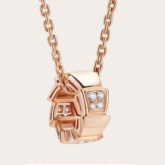 [OrnoraJewelry]SERPENTI PEDANT DIAMOND PINK GOLD NECKLACE