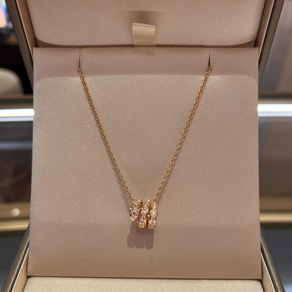 [OrnoraJewelry]SERPENTI PINK GOLD NECKLACE DOUBLE RING DIAMOND