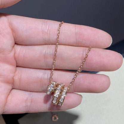 [OrnoraJewelry]SERPENTI PINK GOLD NECKLACE DOUBLE RING DIAMOND