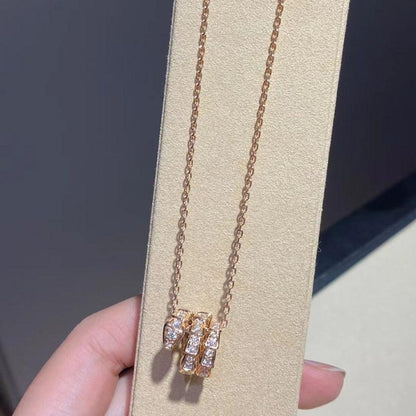 [OrnoraJewelry]SERPENTI PINK GOLD NECKLACE DOUBLE RING DIAMOND