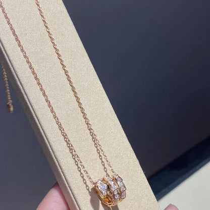 [OrnoraJewelry]SERPENTI PINK GOLD NECKLACE DOUBLE RING DIAMOND