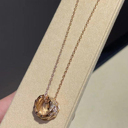 [OrnoraJewelry]SERPENTI PINK GOLD NECKLACE DOUBLE RING DIAMOND