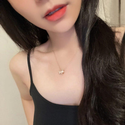 [OrnoraJewelry]SERPENTI PINK GOLD NECKLACE DOUBLE RING DIAMOND