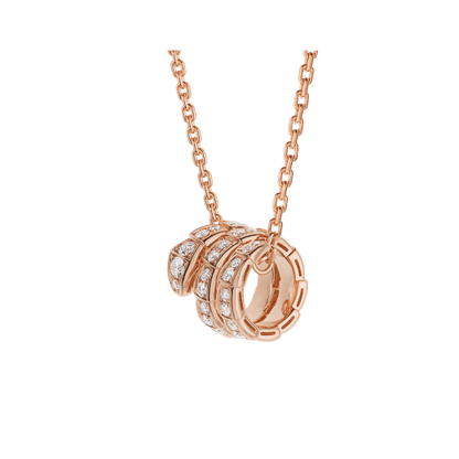 [OrnoraJewelry]SERPENTI PINK GOLD NECKLACE DOUBLE RING DIAMOND