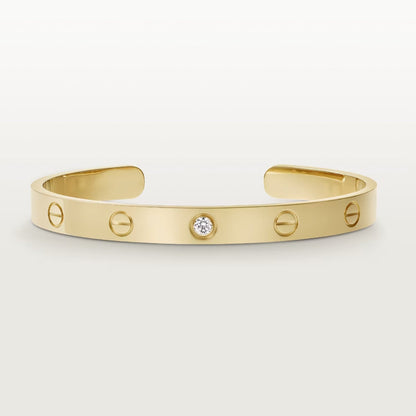[OrnoraJewelry]LOVE BRACELET 6.1MM 1 DIAMOND OPEN CUFF
