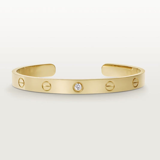 [OrnoraJewelry]LOVE BRACELET 6.1MM 1 DIAMOND OPEN CUFF