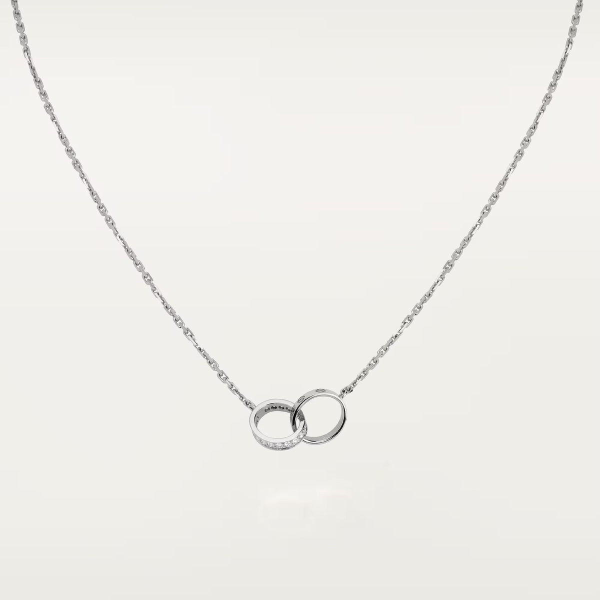 [OrnoraJewelry]LOVE DOUBLE RING HALF DIAMOND NECKLACE
