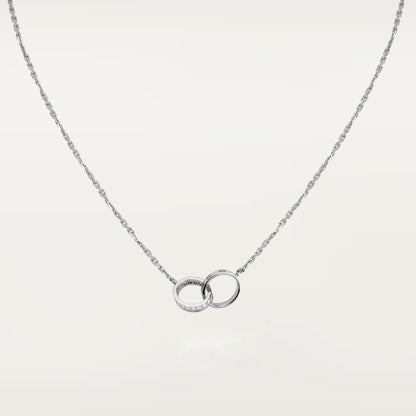 [OrnoraJewelry]LOVE DOUBLE RING HALF DIAMOND NECKLACE