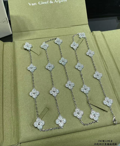 [OrnoraJewelry]CLOVER 20 MOTIFS FULL-DIAMOND NECKLACE