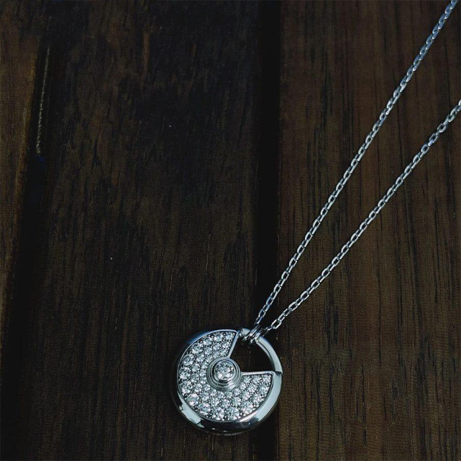 [OrnoraJewelry]AMULETTE SILVER FULL DIAMOND NECKLACE