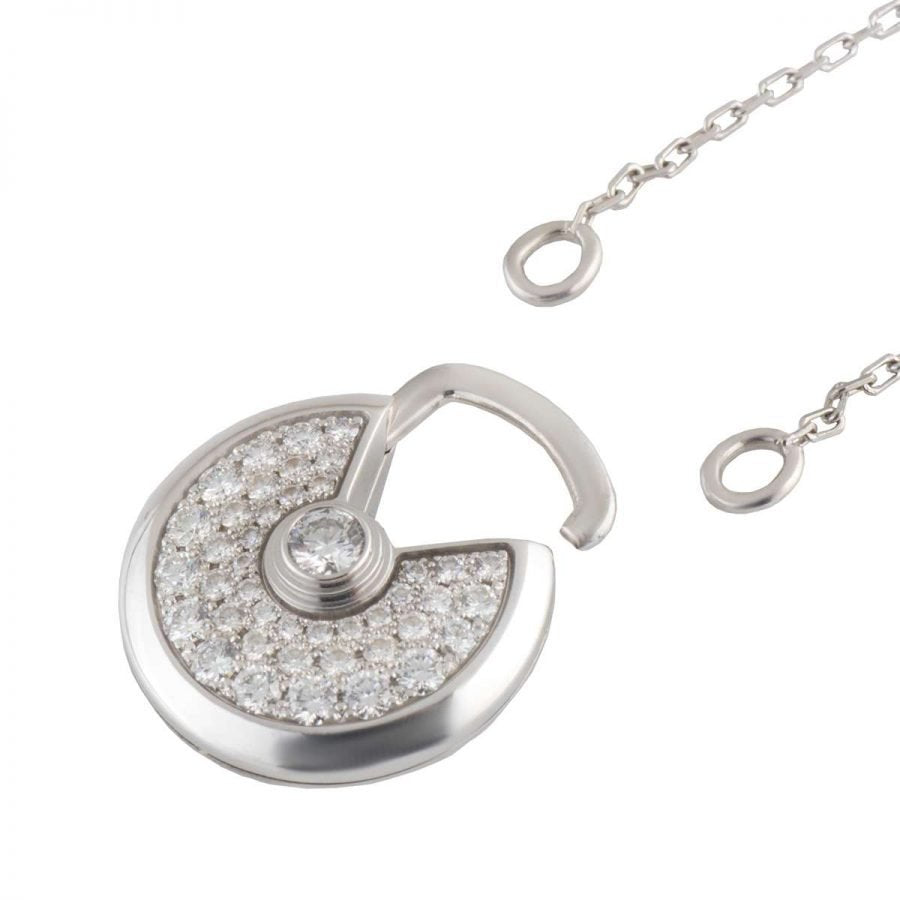 [OrnoraJewelry]AMULETTE SILVER FULL DIAMOND NECKLACE