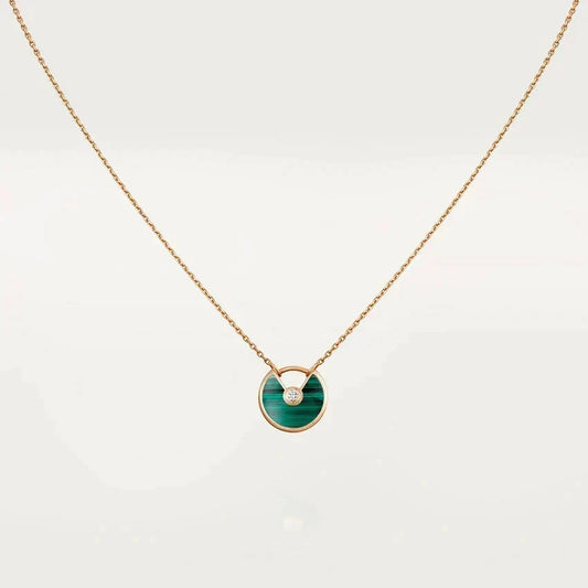 [OrnoraJewelry]AMULETTE ROSE GOLD MALACHITE NECKLACE