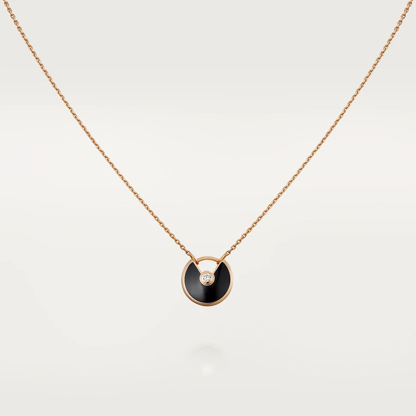 [OrnoraJewelry]AMULETTE ROSE GOLD ONYX NECKLACE