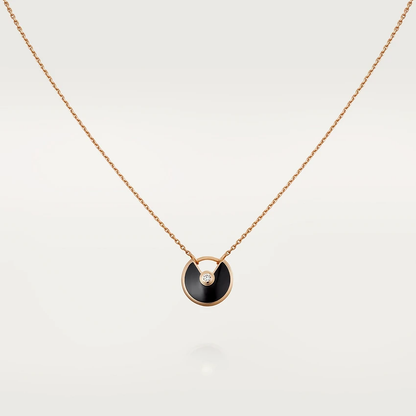 [OrnoraJewelry]AMULETTE ROSE GOLD ONYX NECKLACE