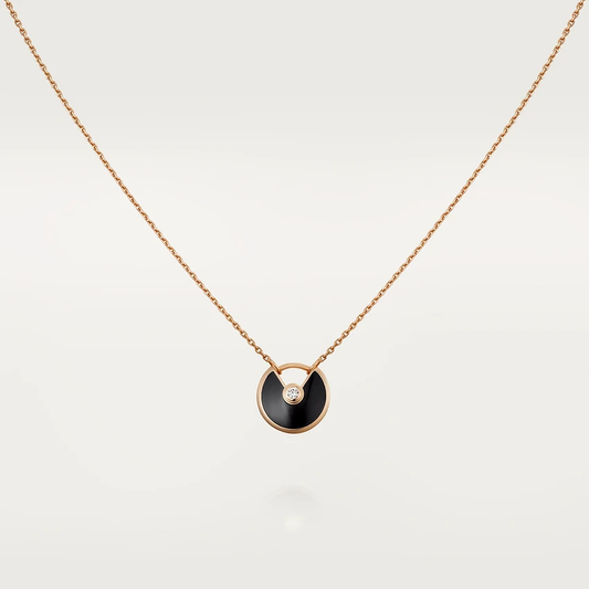 [OrnoraJewelry]AMULETTE ROSE GOLD ONYX NECKLACE