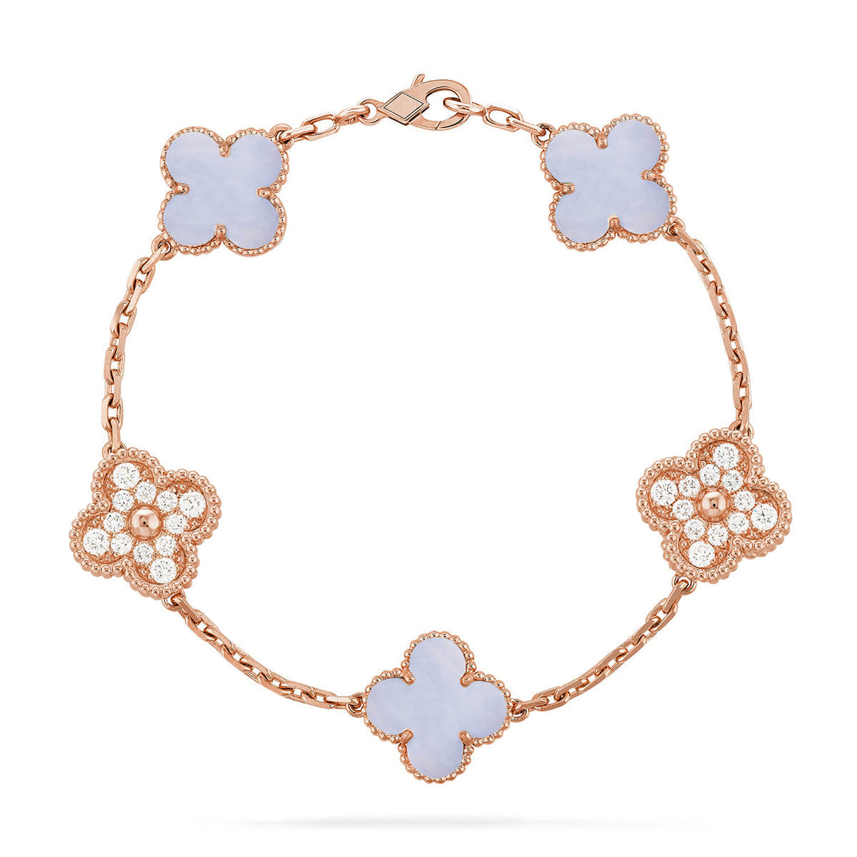 [OrnoraJewelry] CLOVER 5 MOTIF PURPLE CHALCEDONY BRACELET COLLECTION