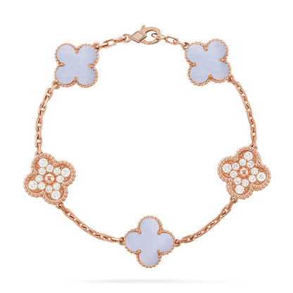 [OrnoraJewelry] CLOVER 5 MOTIF PURPLE CHALCEDONY BRACELET COLLECTION