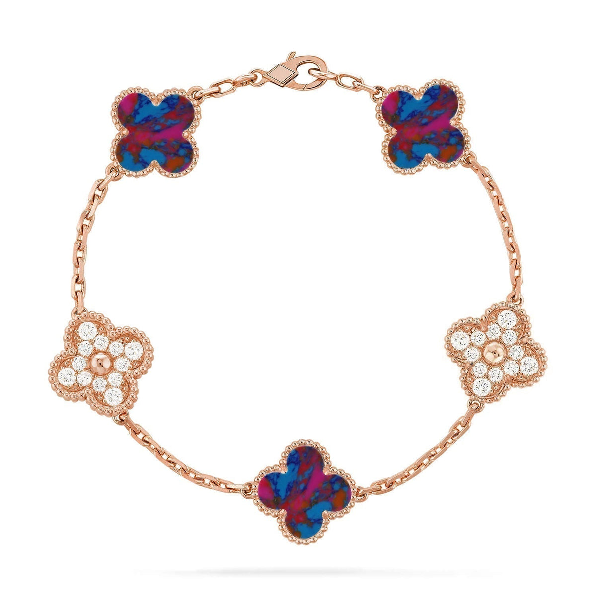 [OrnoraJewelry]CLOVER 5 MOTIF COLOR GEMSTONES BRACELET COLLECTION