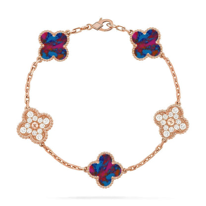 [OrnoraJewelry]CLOVER 5 MOTIF COLOR GEMSTONES BRACELET COLLECTION