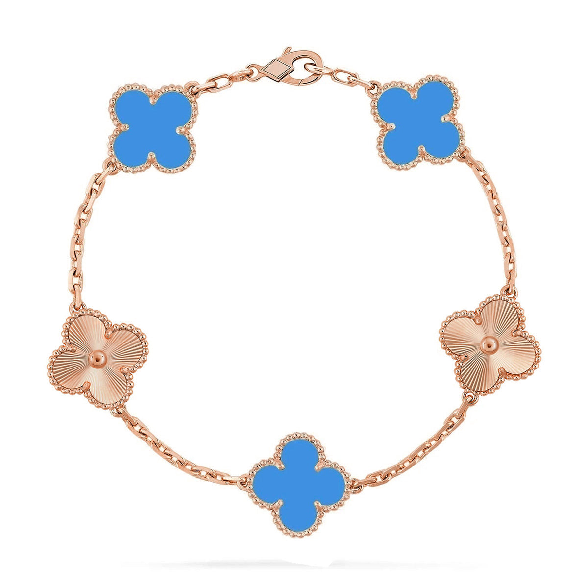 [OrnoraJewelry] CLOVER 5 MOTIF BLUE AGATE BRACELET COLLECTION