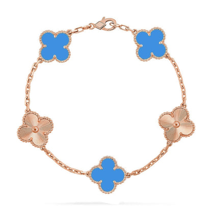 [OrnoraJewelry] CLOVER 5 MOTIF BLUE AGATE BRACELET COLLECTION