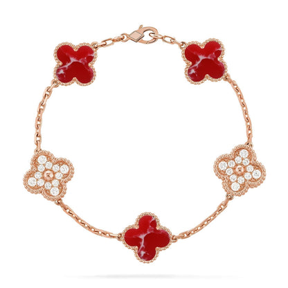 [OrnoraJewelry]CLOVER 5 MOTIF RED PATTERN BRACELET COLLECTION