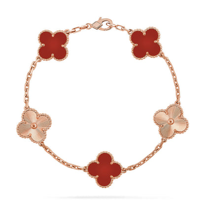 [OrnoraJewelry] CLOVER 5 MOTIF RED CORNELIAN BRACELET COLLECTION