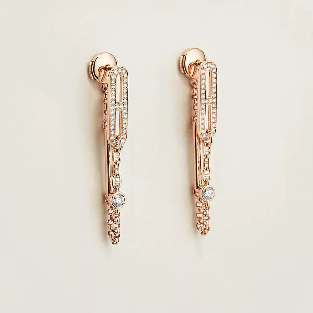 [OrnoraJewelry]CHAINE CHAOS DIAMOND DROP EARRINGS