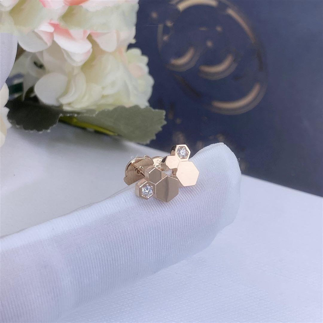 [OrnoraJewelry]BEE LOVE PINK GOLD DIAMOND EARRINGS