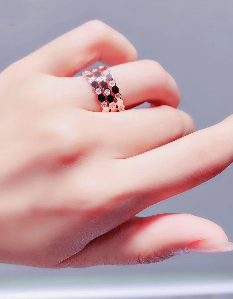 [OrnoraJewelry]BEE LOVE RING PINK GOLD DIAMOND