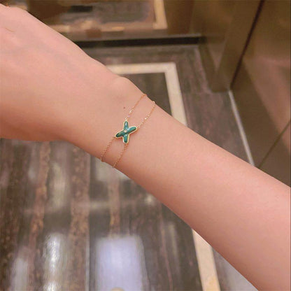 [OrnoraJewelry]JEUX BRACELET MALACHITE PINK GOLD 1 DIAMOND