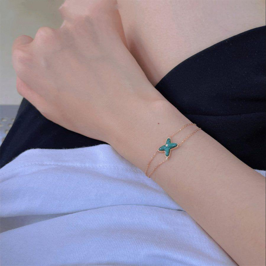 [OrnoraJewelry]JEUX BRACELET MALACHITE PINK GOLD 1 DIAMOND