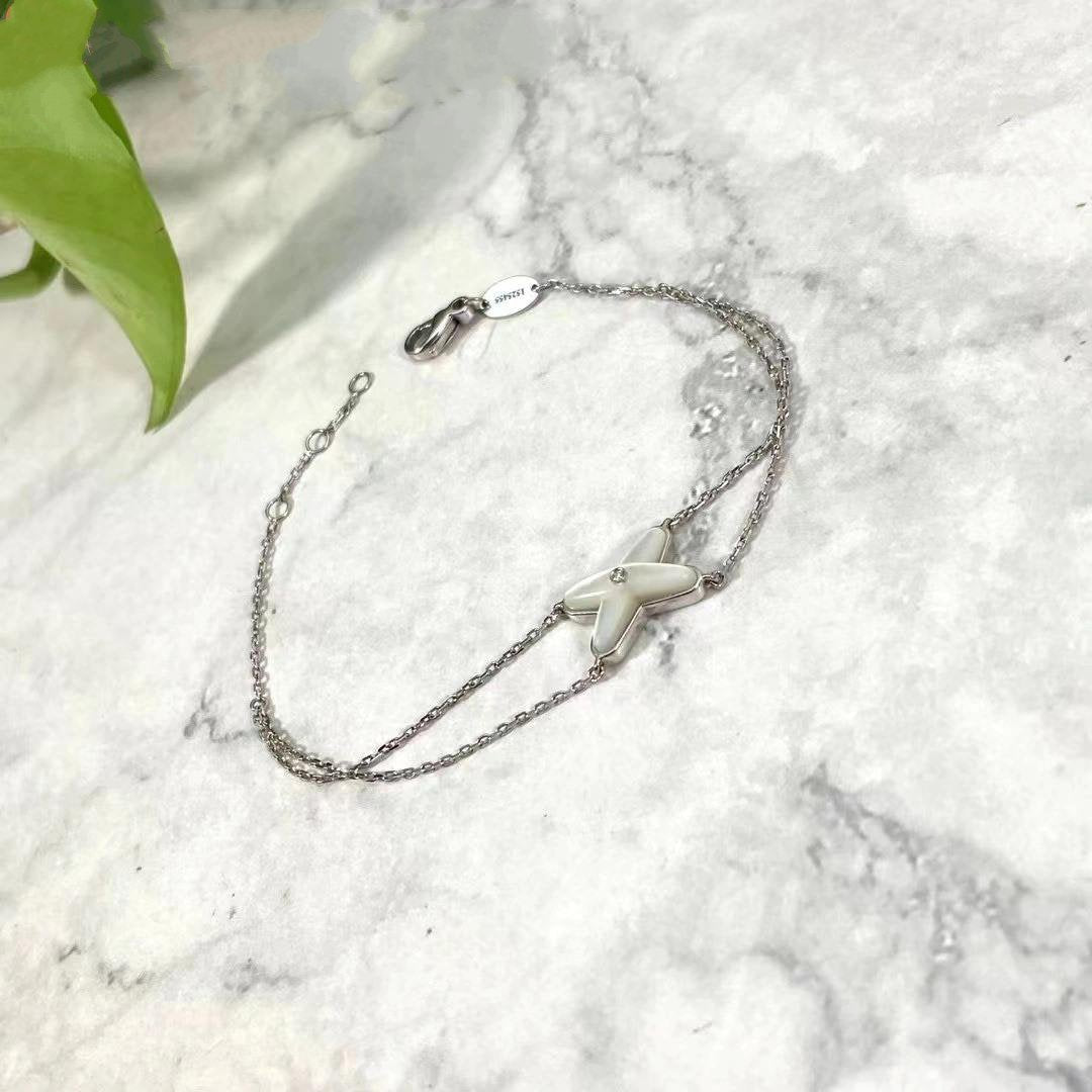 [OrnoraJewelry]JEUX BRACELET WHITE MOP SILVER 1 DIAMOND