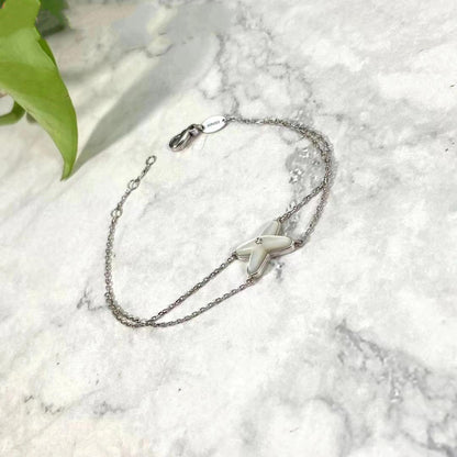 [OrnoraJewelry]JEUX BRACELET WHITE MOP SILVER 1 DIAMOND