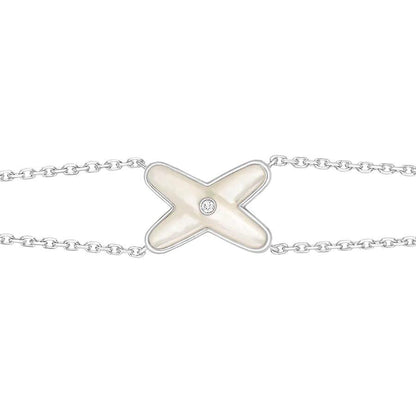 [OrnoraJewelry]JEUX BRACELET WHITE MOP SILVER 1 DIAMOND