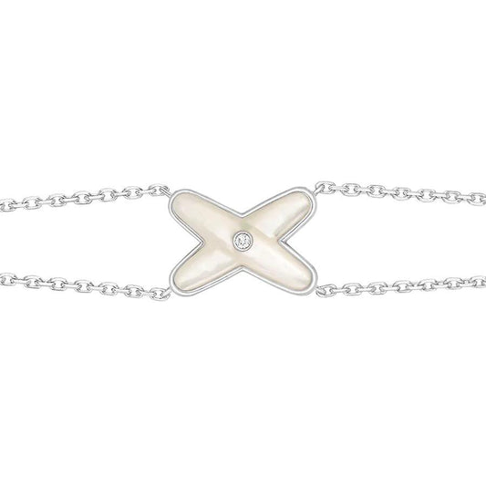 [OrnoraJewelry]JEUX BRACELET WHITE MOP SILVER 1 DIAMOND