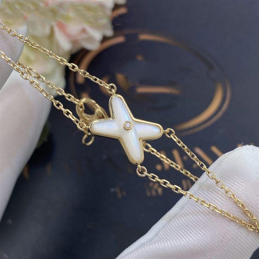 [OrnoraJewelry]JEUX BRACELET WHITE MOP GOLD 1 DIAMOND