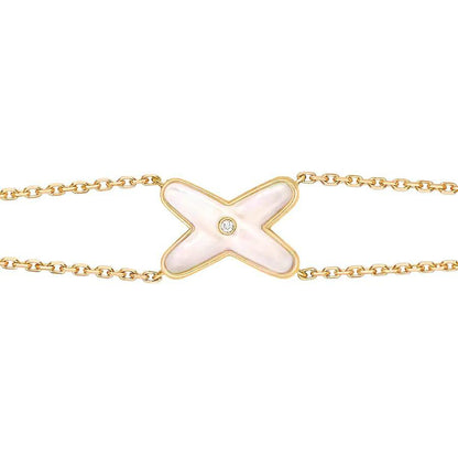 [OrnoraJewelry]JEUX BRACELET WHITE MOP GOLD 1 DIAMOND
