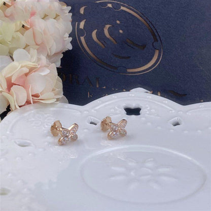 [OrnoraJewelry]JEUX DE PINK GOLD DIAMOND EARRINGS