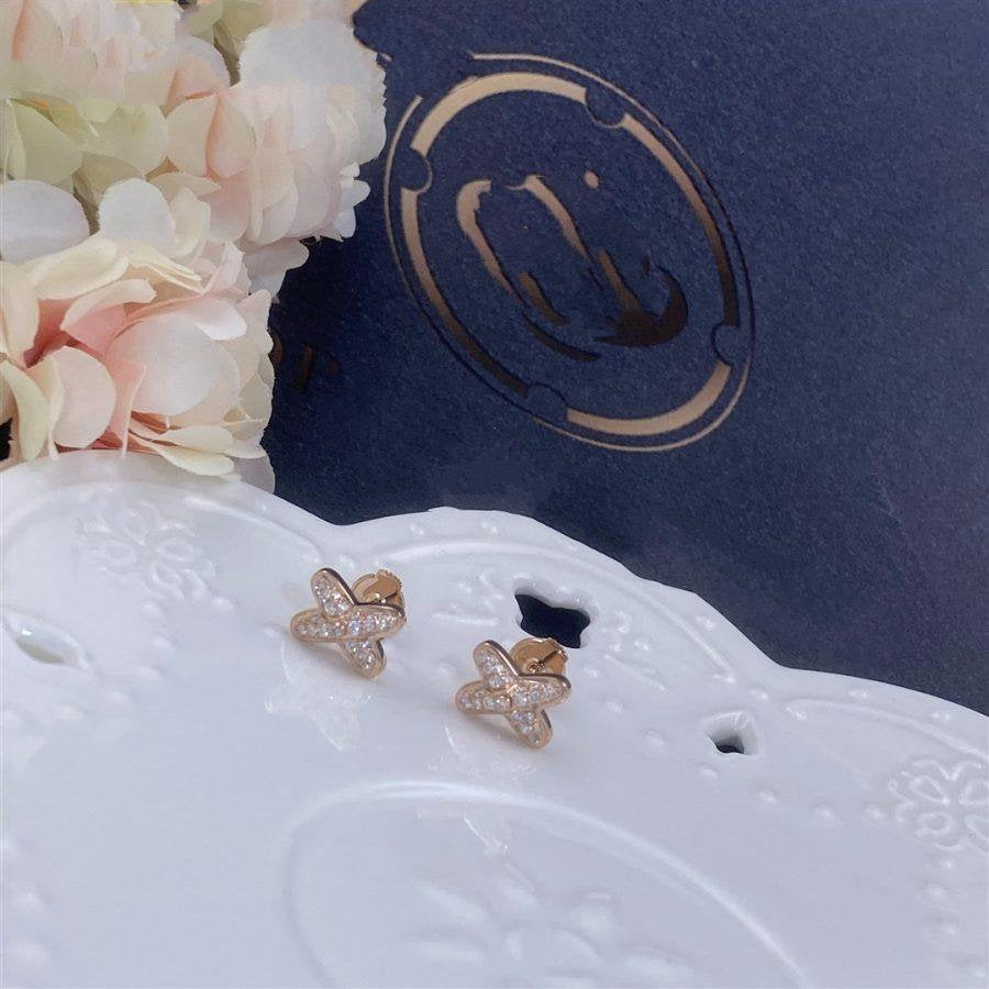 [OrnoraJewelry]JEUX DE PINK GOLD DIAMOND EARRINGS
