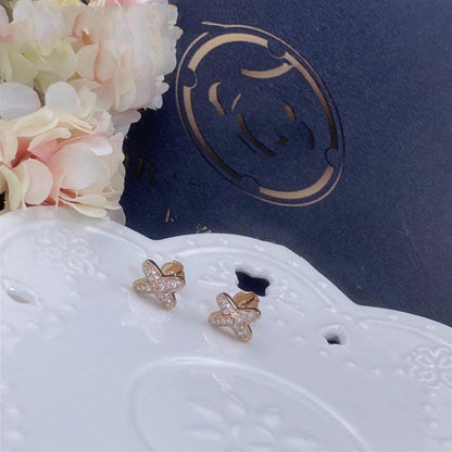 [OrnoraJewelry]JEUX DE PINK GOLD DIAMOND EARRINGS