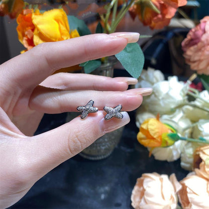 [OrnoraJewelry]JEUX DE SILVER DIAMOND EARRINGS