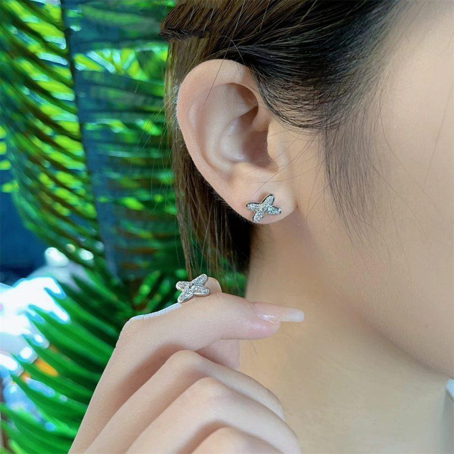 [OrnoraJewelry]JEUX DE SILVER DIAMOND EARRINGS